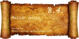 Mallár Anikó névjegykártya